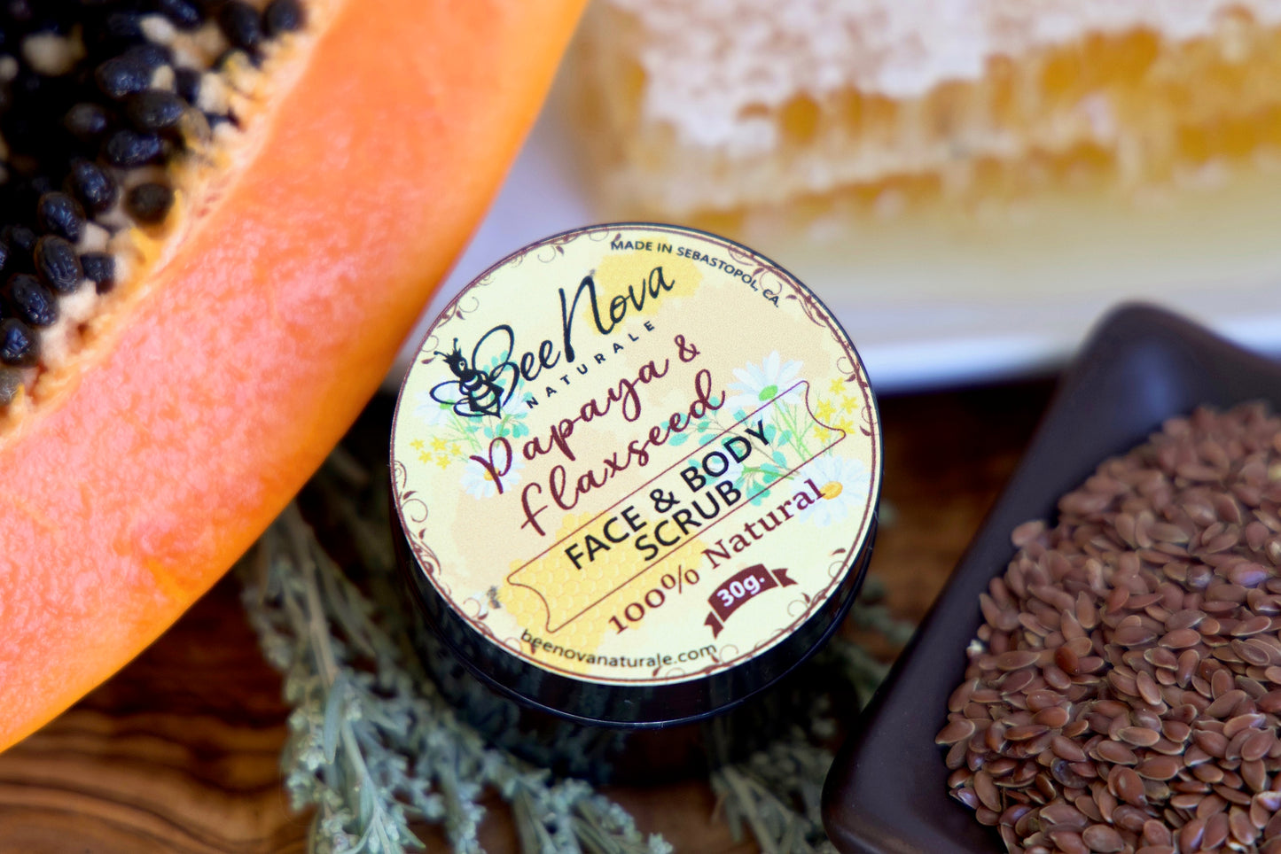 Papaya  &  Flaxseed Oil Based Face Exfoliant Plus Moisturizing  Scrub