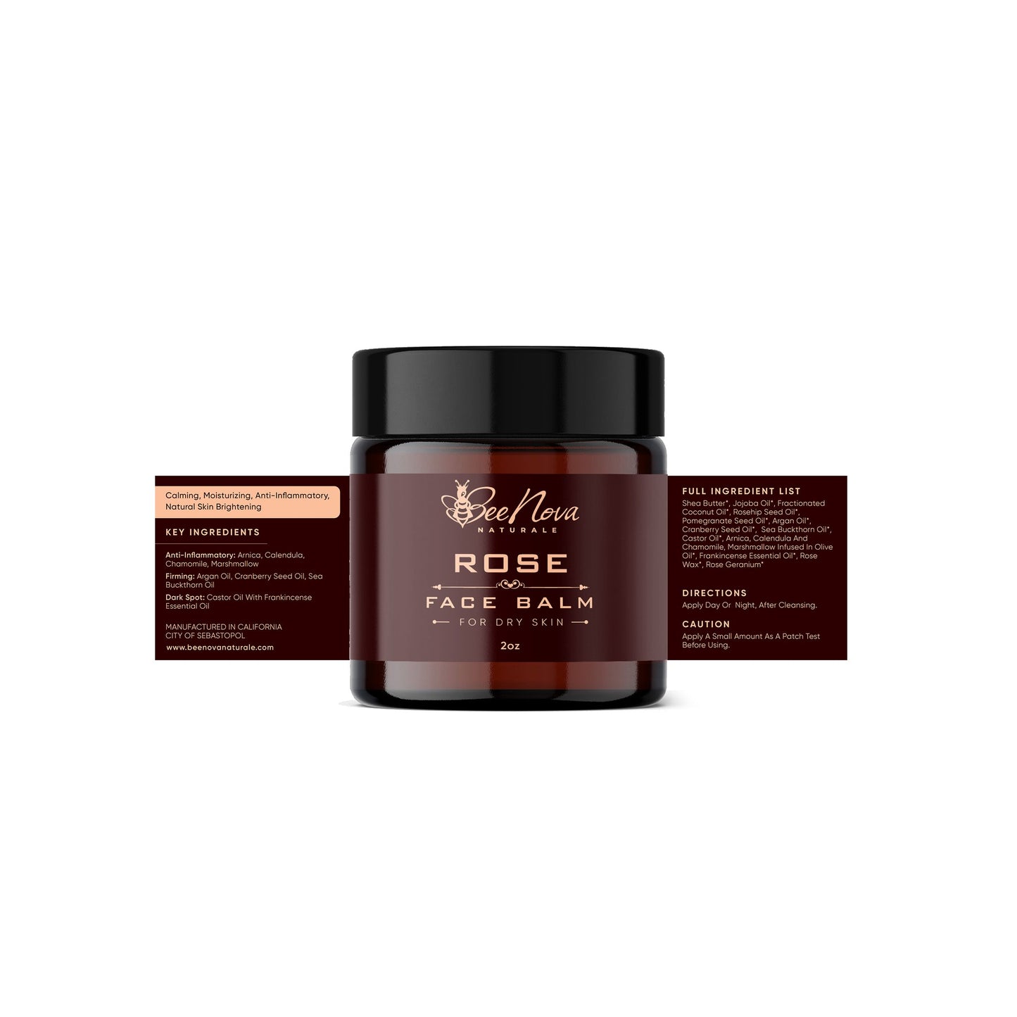 "Rose" - Extreme Moisturizing Vegan Balm  Unique Blend of Natural Oils, Butters and Herbs