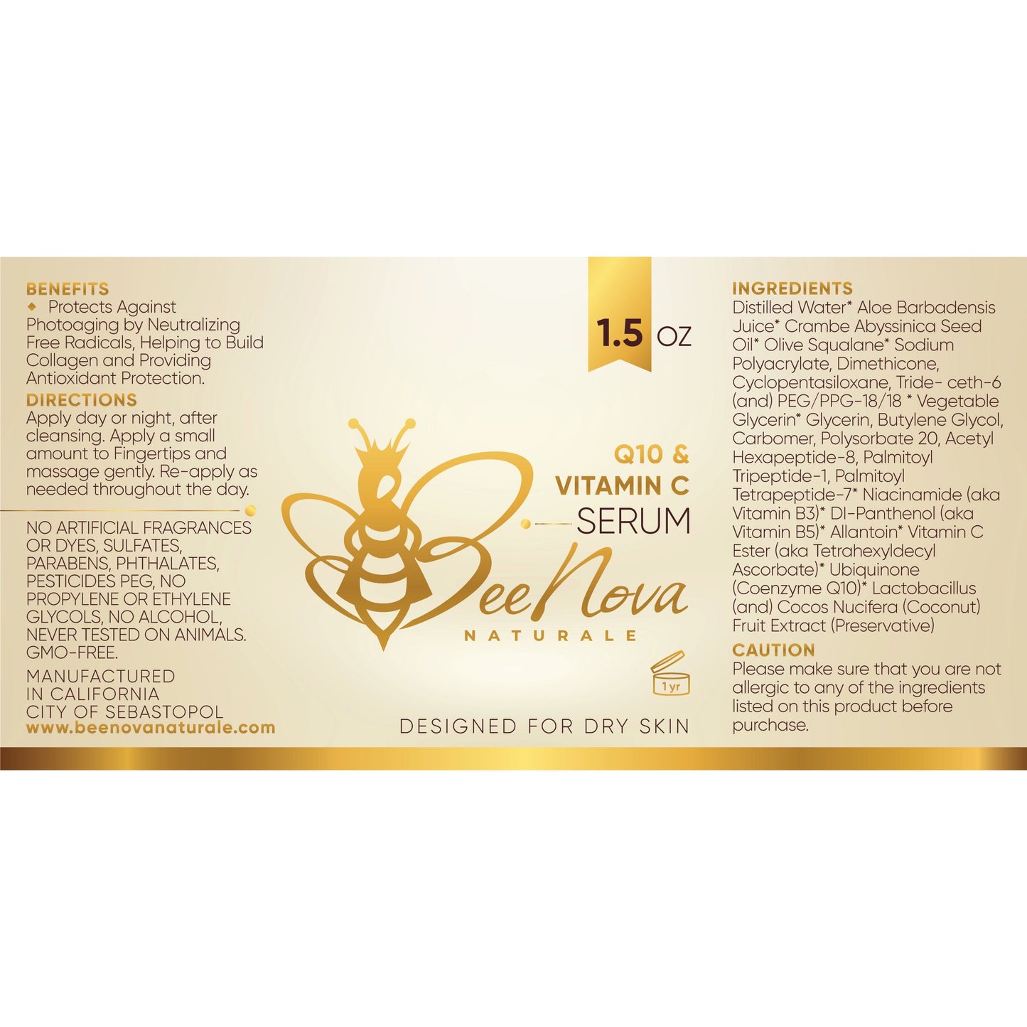 "Q10 & Vitamin C" - Modern, Advanced, Luxurious, Brightening, Moisturizing Serum