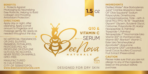 "Q10 & Vitamin C" - Modern, Advanced, Luxurious, Brightening, Moisturizing Serum